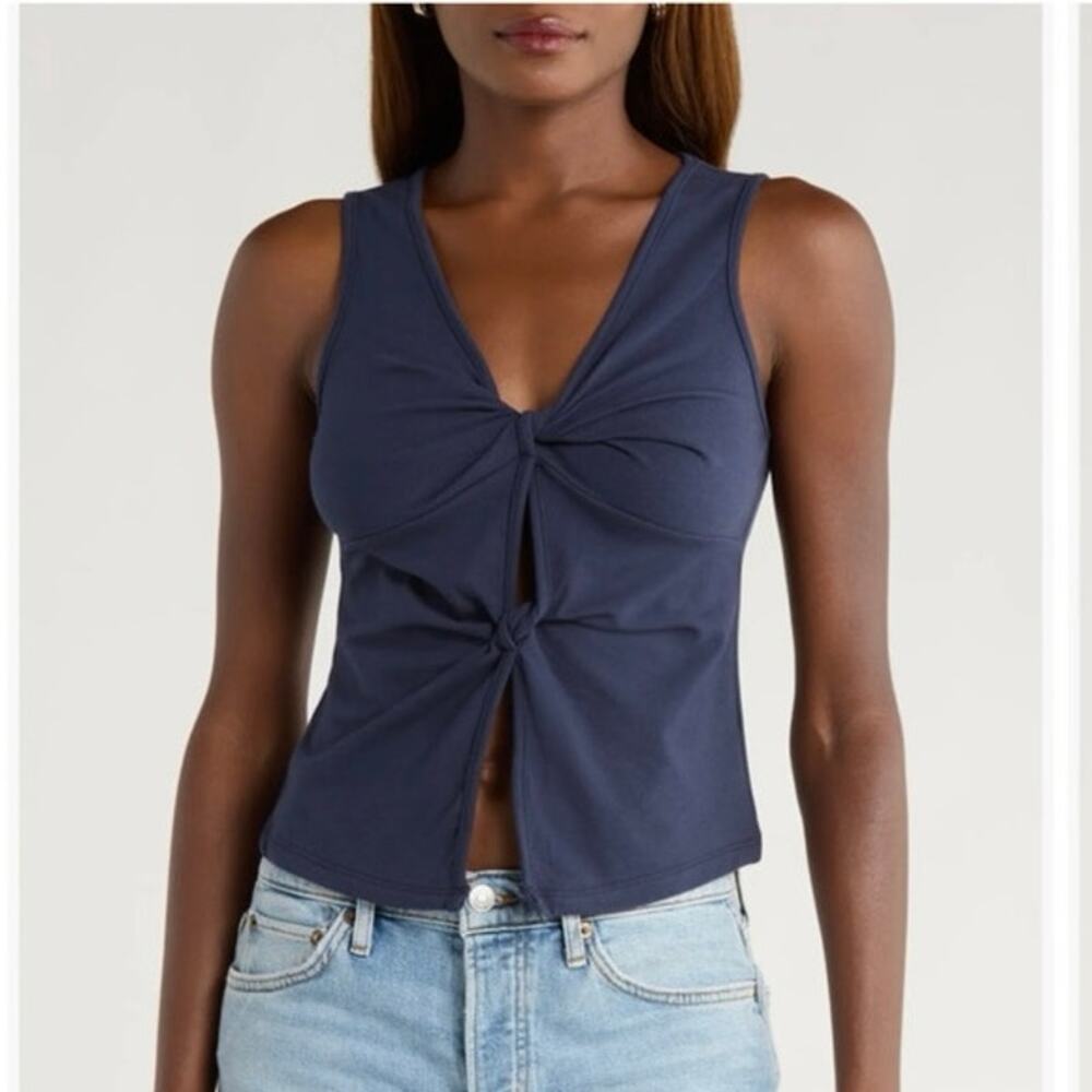 NWOT Reformation Tefi Knit Top in Midnight SZ XS